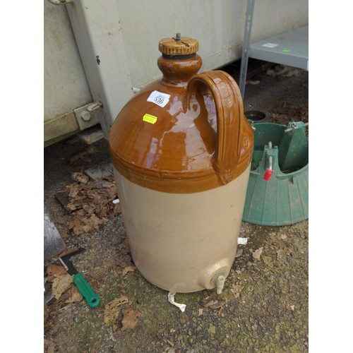 536 - Large stone ware bottle with lid and tap, stamped Parsons Chesterfield