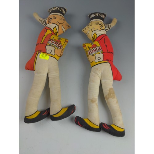 58 - 2 Sunny Jim stuffed dolls, 39 cms tall