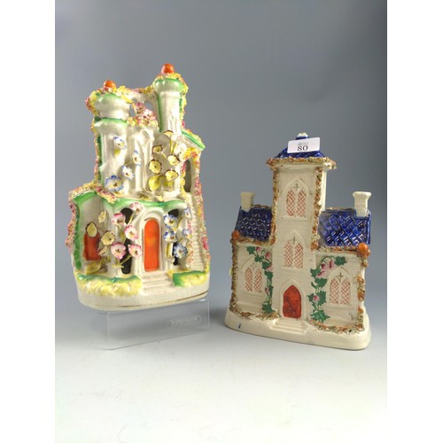 80 - Two Staffordshire flat backs depicting buildings.