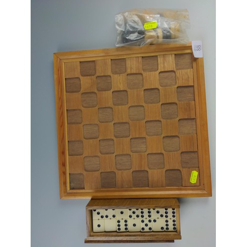 88 - Wooden draughts set and vintage dominoes