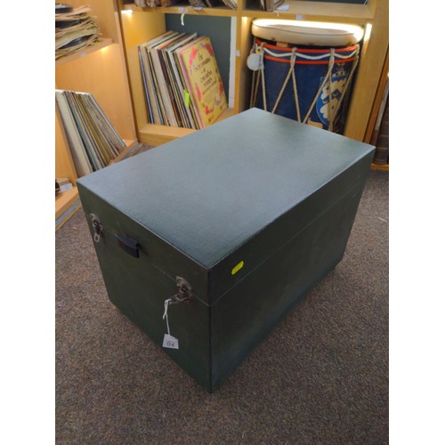 94 - Green Cardora Record cabinet model X from Harrods with roller ball feet 33 x 51 x 36cm