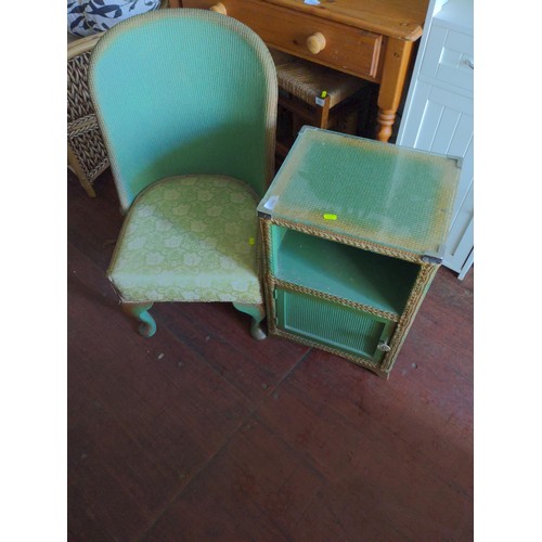 903 - Lloyd Loom style bedside table and chair