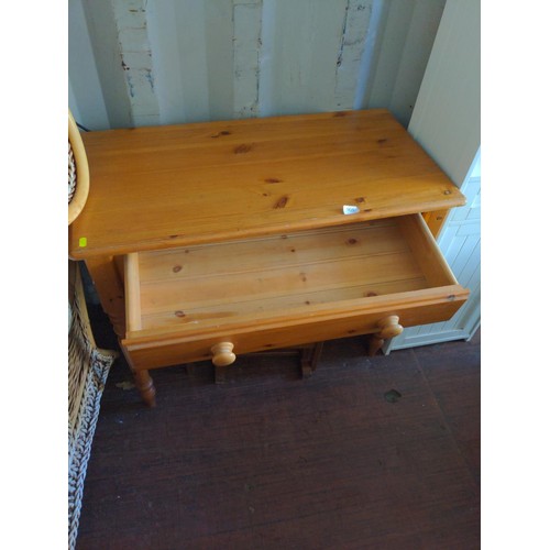 904 - Pine  table with single drawer; W90 x D46 x H76cm