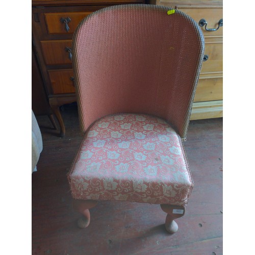 907 - Lloyd Loom bedroom chair, seat cover AF