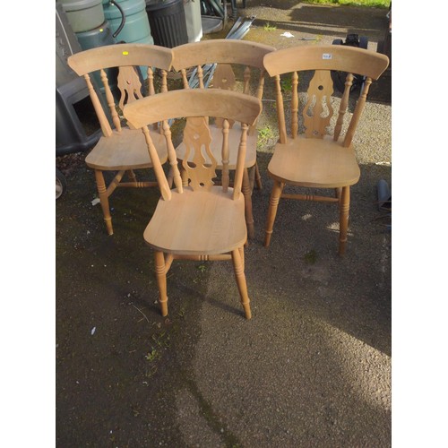 910A - Set of four beech kitchen chairs, one AF