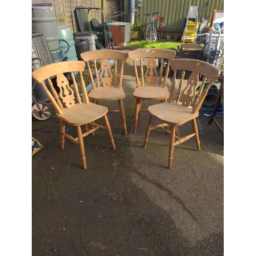 910 - Set of four beech kitchen chairs