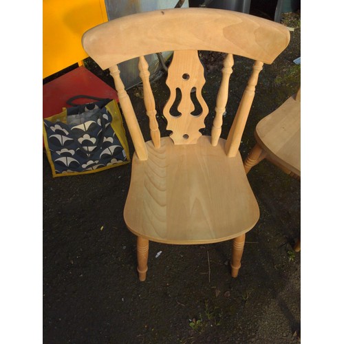 910 - Set of four beech kitchen chairs