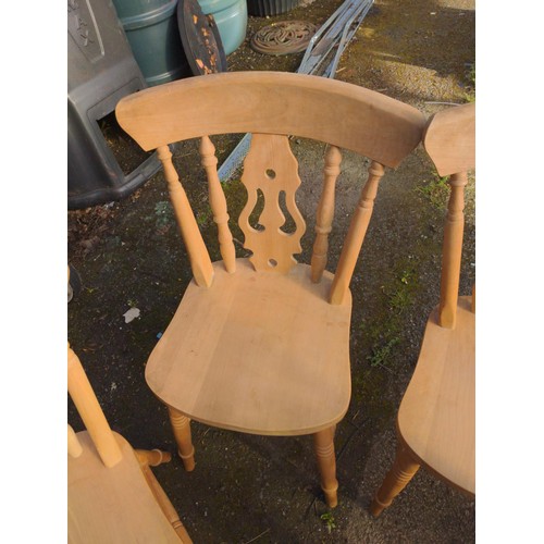 910 - Set of four beech kitchen chairs