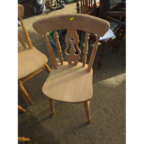 910 - Set of four beech kitchen chairs