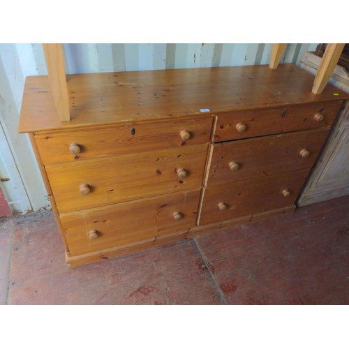 922 - Pine six drawer double chest W150 x D51 x H85cm