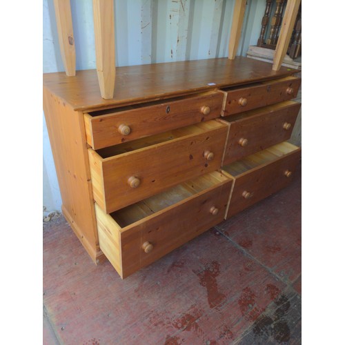 922 - Pine six drawer double chest W150 x D51 x H85cm