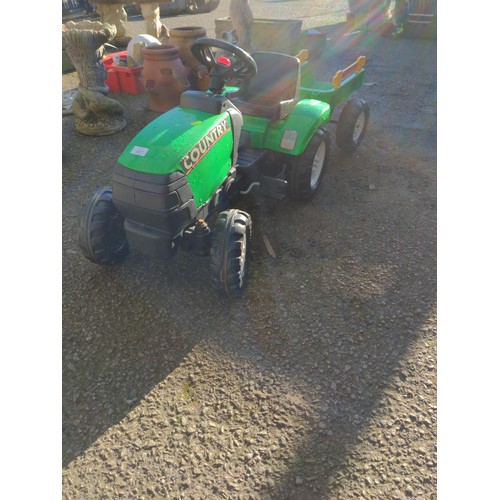 927 - Child's ride on pedal tractor with trailer