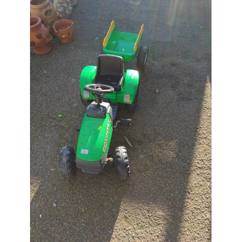 927 - Child's ride on pedal tractor with trailer