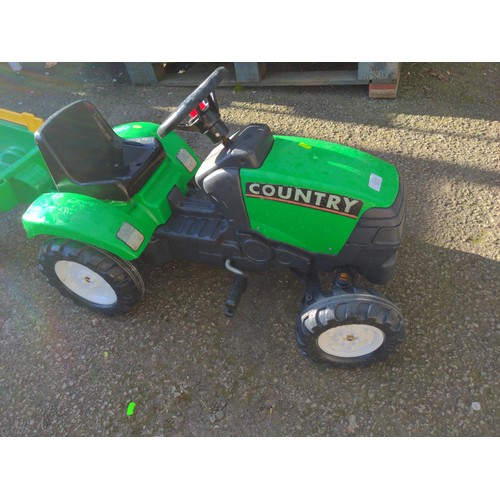 927 - Child's ride on pedal tractor with trailer