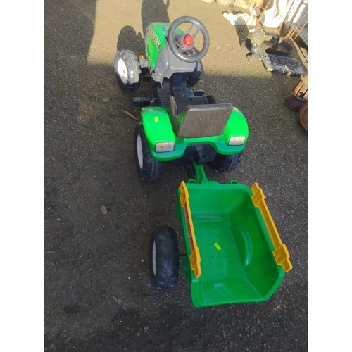 927 - Child's ride on pedal tractor with trailer