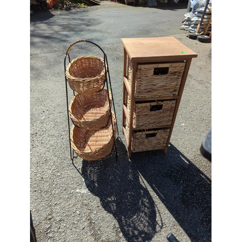 930 - 3 tier vegetable rack,ht 82cms,  together with 3 drawer storage unit, 33x33xht 76 cms