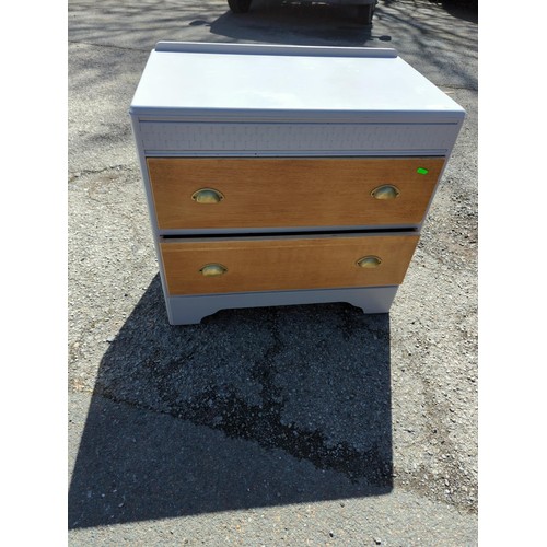 932 - Chalk painted 2 drawer chest. W76cm D45cm H73cm