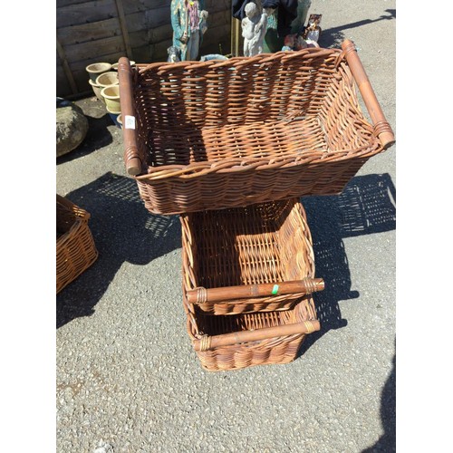 935 - 3x wicker storage baskets. W36cm D64cm H32cm