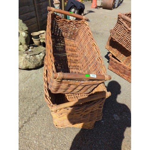 936 - 3x wicker storage baskets. W36cm D64cm H32cm