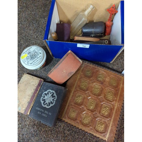 76 - Assorted collectables inc. military blotter, small books and interesting  curios.