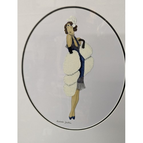 8 - Patricia Dalton - Original artwork on acetate, mounted and framed. The Flapper. 45cm x 54cm inclusiv... 