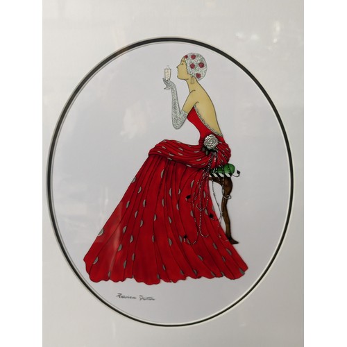 9 - Patricia Dalton - Original artwork on acetate, mounted and framed. 1920s lady in evening dress. 45cm... 