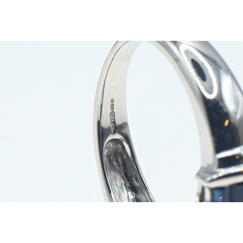 222 - 14ct white gold, aquamarine, sapphire and diamond ring, size O1/2, gross weight 7.5 grams