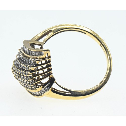 225 - 9ct gold and diamond dress ring, size O, gross weight 4.4 grams