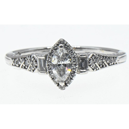 228 - Emmy London 18ct white gold and diamond cluster ring, size S, gross weight 3.8 grams