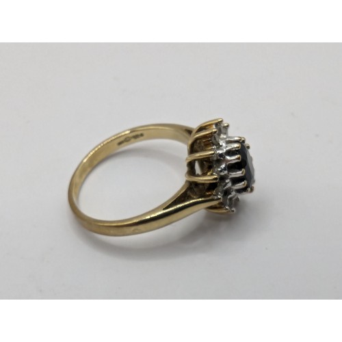 229 - 9ct gold, sapphire and diamond cluster ring, size I1/2, gross weight 2.18 grams