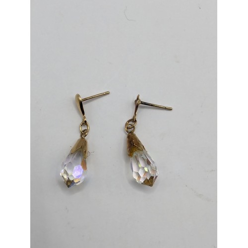 234 - Three pairs of 9ct gold mounted pendant earrings, gross weight 2.9 grams