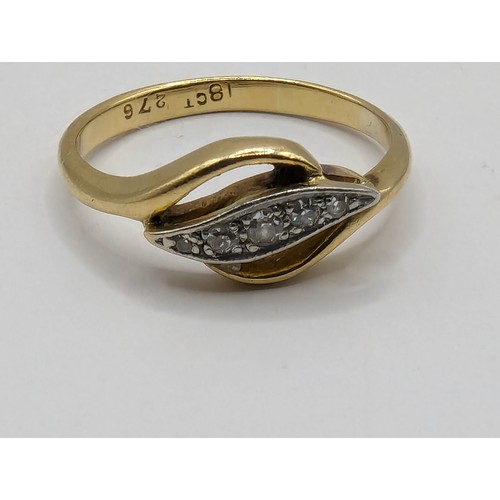 235 - 18ct gold and diamond ring, size N, gross weight 2.83 grams