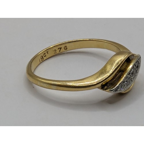 235 - 18ct gold and diamond ring, size N, gross weight 2.83 grams