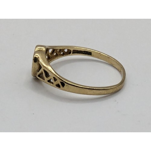 237 - 9ct gold and white stone heart-shaped ring, size K, gross weight 1.13 grams