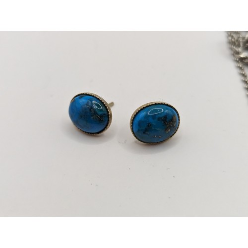 238 - Silver variously set jewellery, including two pendants with chains and three pairs of earrings, gros... 