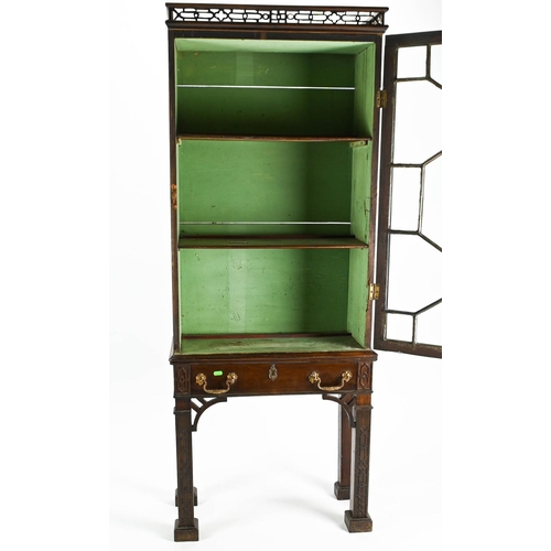 493 - English mahogany book/display case, width 63cm, depth 30cm, height 161cm approx.