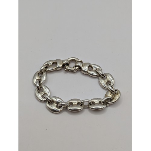 252 - 925 silver coffee bean link bracelet, length 200mm, 19.6 grams