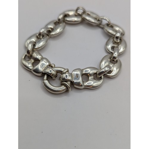 252 - 925 silver coffee bean link bracelet, length 200mm, 19.6 grams