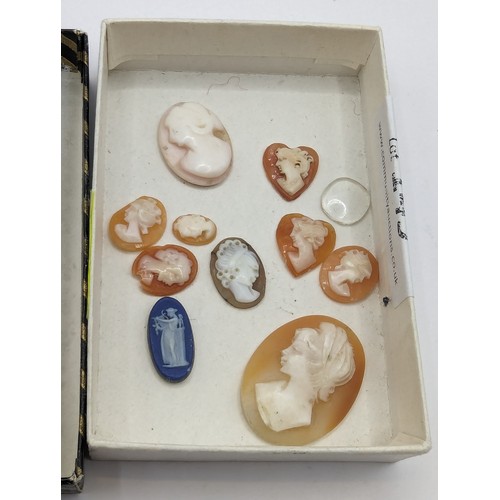 239 - Various small loose cameos and inner locket mounts and backings