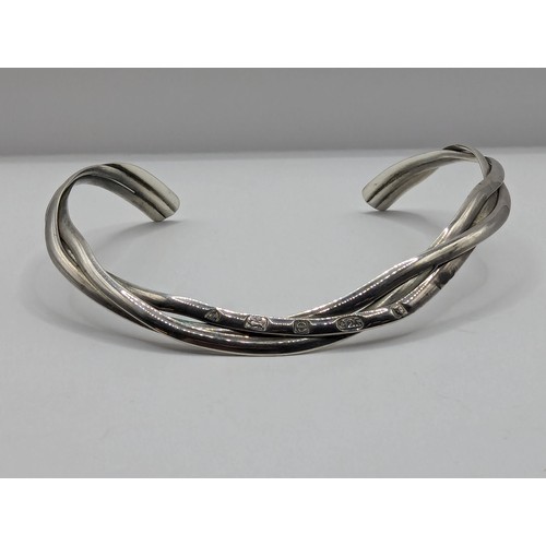 255 - Silver woven collar necklace, hallmarked to front for&nbsp;A Haviland-Nye, London 2004, 44 grams... 