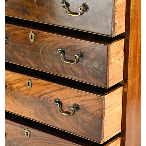 511 - Chest of 5 drawers, with flame mahogany fronted drawers, brackets supports, Brass escutcheons and ma... 