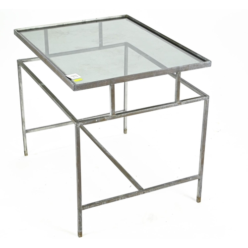 514 - Glass topped coffee table, by 46cm by 61cm by 53cm