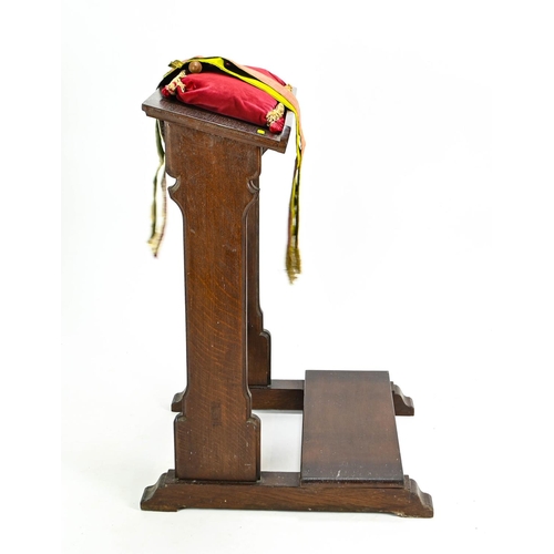 518 - Prayer kneelers with red cushion, prayer book etc 53cm by 62cm by 85cm