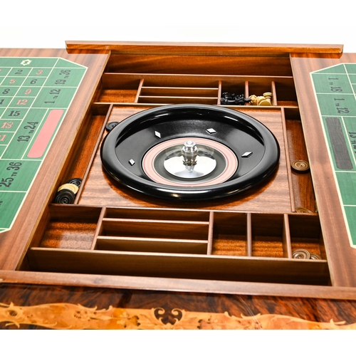 527 - Inlaid games table 77cm by 77cm 76cm