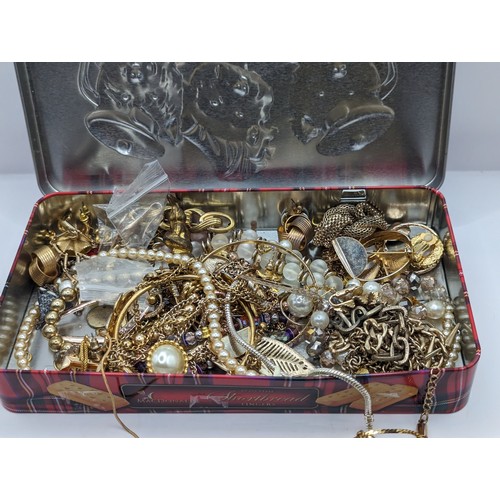 256 - Tin of gold tone jewellery