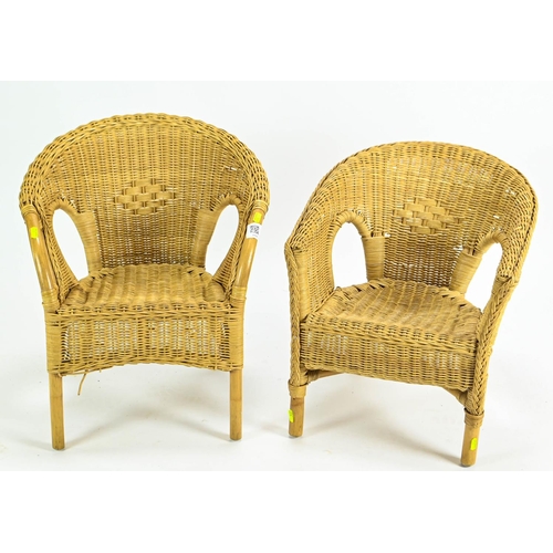 537 - Two childs wicker chairs, largest 44cm by 32cm 57cm