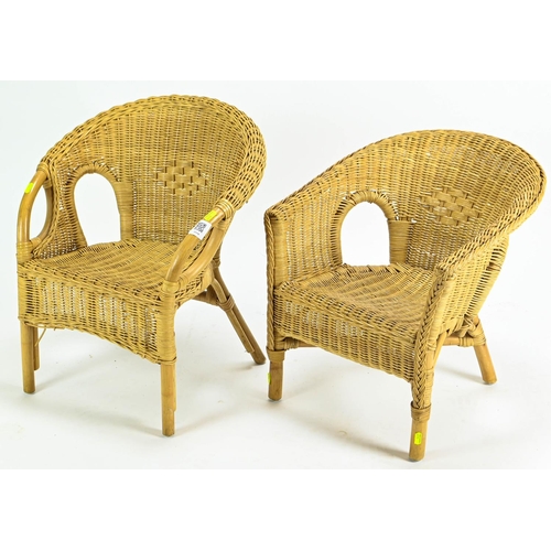 537 - Two childs wicker chairs, largest 44cm by 32cm 57cm