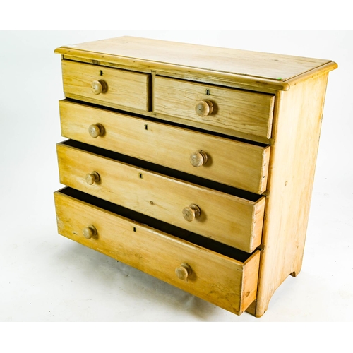 538 - Pine 2 over 3 chest of drawers, 105cm by 46cm by 92cm