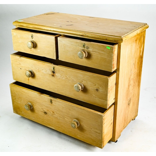 541 - Pine 2 over 2 chest of drawers 94cm by 47cm by 83cm