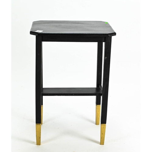 548 - Black and gold painted occasional table, w48cm by d38cm by h73cm